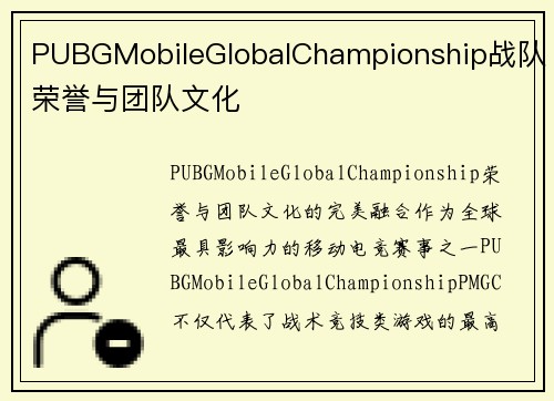 PUBGMobileGlobalChampionship战队荣誉与团队文化